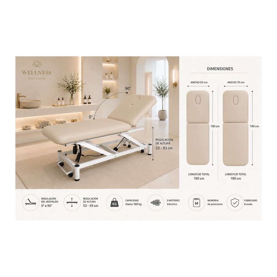 Camilla eléctrica 2 cuerpos basic-one estructura blanca