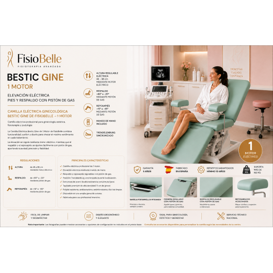 Camilla Eléctrica Ginecológica 1 Motor Bestic Gine | FisioBelle