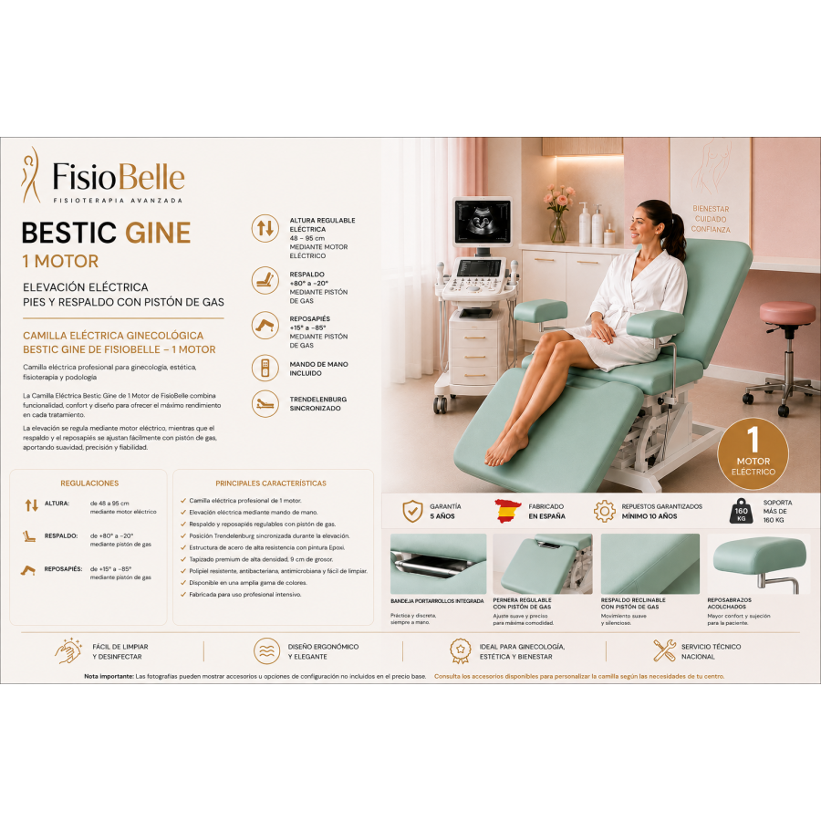 Camilla Eléctrica Ginecológica 1 Motor Bestic Gine | FisioBelle