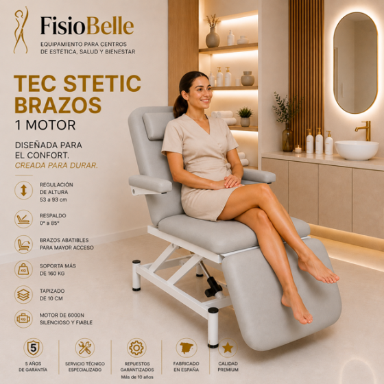 Camilla estética eléctrica 3 cuerpos Tec-One Stetic Brazos fisiobelle
