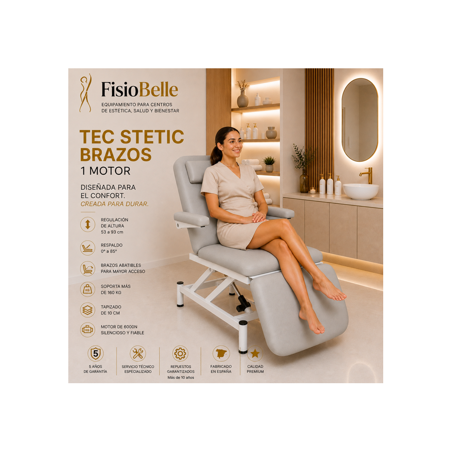 Camilla estética eléctrica 3 cuerpos Tec-One Stetic Brazos fisiobelle