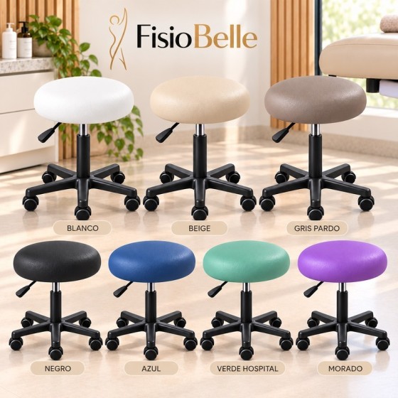 TABURETE  GAS BASE PVC CON RUEDAS FISIOBELLE