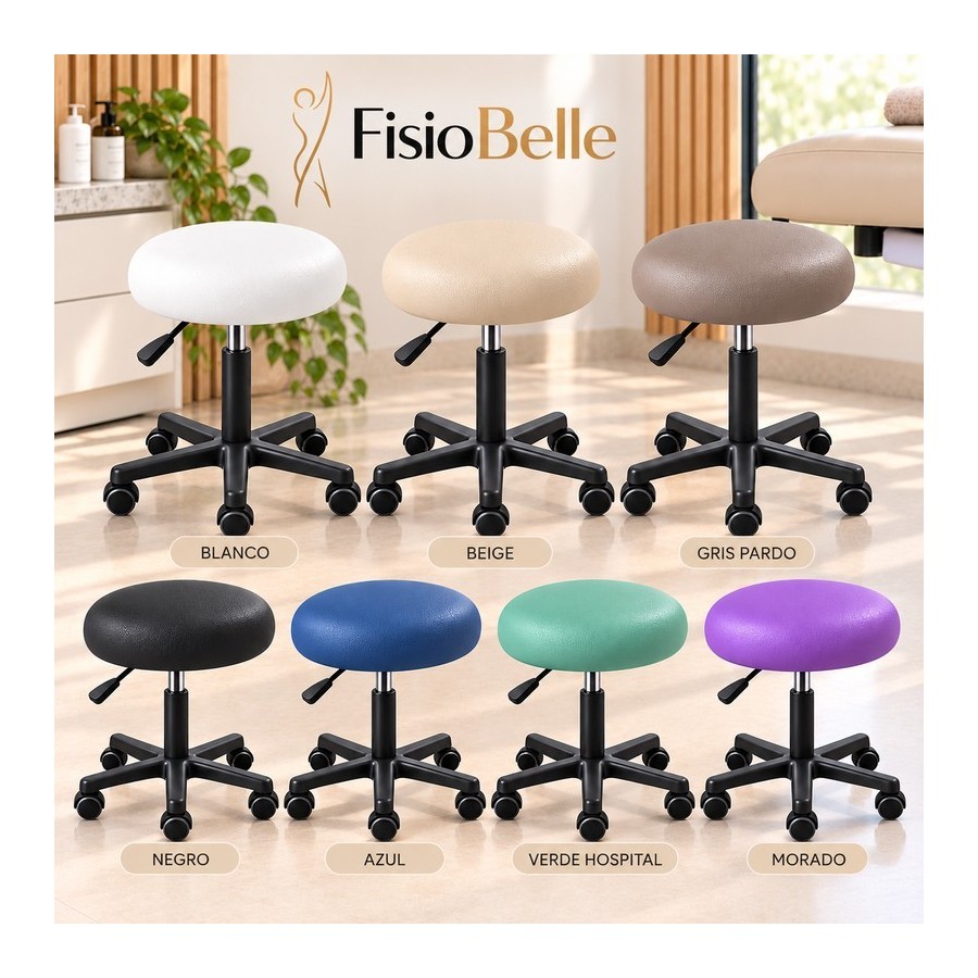 TABURETE  GAS BASE PVC CON RUEDAS FISIOBELLE