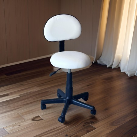 TABURETE CON RESPALDO GAS BASE PVC CON RUEDAS FISIOBELLE
