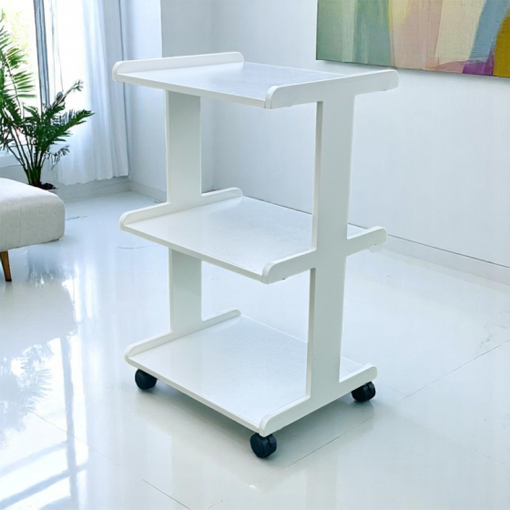 CARRO APARATOS MADERA 3 ESTANTES SMART LACADO 40X60X80 CM.